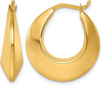 Diamond2Deal 14K Gold Polished Knife Edge Graduated Round Hoop Earrings