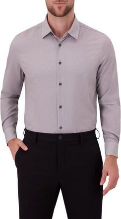 Report Collection Modern Fit Herringbone Print 4-Way Stretch Button-Up Shirt in Light Grey at Nordstrom Rack, Size 16.5