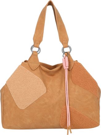 Fritzi Aus Preu&szlig;en Fritzi Izzy Medium Limited Happy Flocked Shopper Faux Leather Womens Handbag Festival City Vegan Flock Details Cord Pendant 29 x 42 x 15 cm - Brown - 