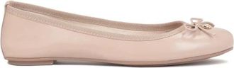 Kazar Nude leren ballerinas met strik en metalen label - Dames - Ballerinas - Beige - 42 EU - Leer - Schoenen