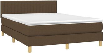 vidaXL Cama Box Spring Con Colch&oacute;n Led Tela Marr&oacute;n Oscuro 140x200 Cm Vidaxl
