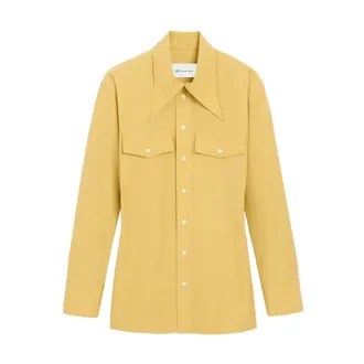 Ami Shirts, female, Yellow, Size: 2XS Sharp Collar Fitted Shirt
