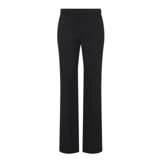 Alexander McQueen Nauwsluitende Gestreepte Pantalon - Dames - Straight fit broeken - Zwart - S - Wol - Broeken