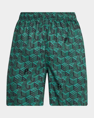 Purple Resort Monogram Elasticized Shorts