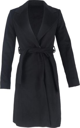 HUGO BOSS Belted Coat in Black Wool