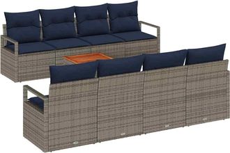 vidaXL Conjunto De Sof&aacute;s De Jard&iacute;n 9 Uds. Gris Rat&aacute;n Sint&eacute;tico Vidaxl