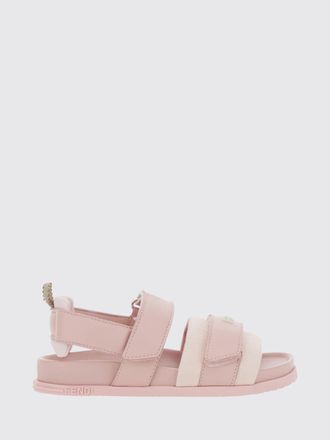 Fendi Sandali slingback da bambino in pelle con cinturino e logo lettering