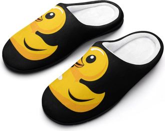 Generic Yellow Rubber Duck Mens House Slippers Memory Foam Washable Cotton Slip on Home Shoes