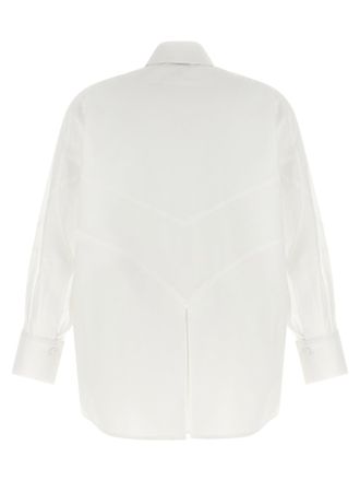 The Attico Geometric-Stitched Cotton Shirt - White