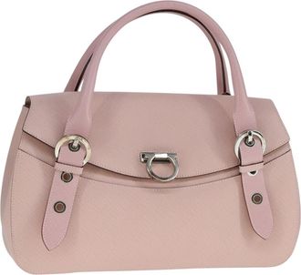 Ferragamo Gancini Handbag Leather Pink Leather Handbag (Pre-Owned)