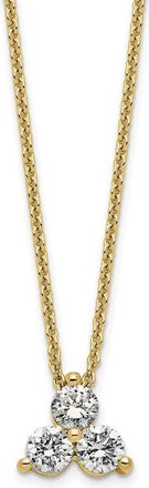 Diamond2Deal 14K Gold 1/2 Ct Lab Grown Diamond Three Stone Necklace 18 Clarity VS, Color D-E