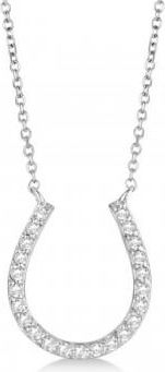 Allurez Pave Set Diamond Horseshoe Pendant Necklace 14k White Gold 0.20ct