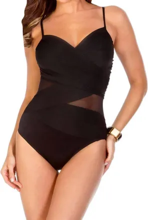 Miraclesuit Mystify Mesh Inset Underwire One Piece Swimsuit In Black