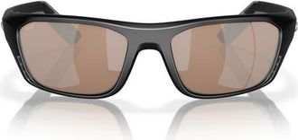 Costa 57mm Polarized Rectangular Sunglasses in Black/Copper Silver 580G at Nordstrom