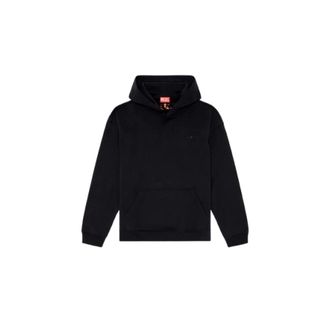 Diesel Hoodies, male, Black, Size: M Black Hoodie with Bleached Logo