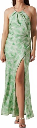 Astr Elynor Halter Dress In Green Abstract