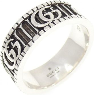Gucci Silver Black Silver 925 Band Ring (Pre-Owned)