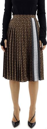 Burberry Brown Monogram Stripe Pleated Skirt, Brand Size 6 (US Size 4)