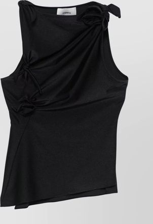 Coperni asymmetric floral sleeveless blouse