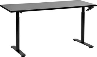 Beliani Escritorio De Altura Regulable Manualmente Oficina Moderna Patas Redondas 160 X 72 Cm Tablero Negro Soporte De Acero Negro Destinas