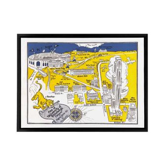 Artery8 Map Hungerford 1935 Pittsburgh University Framed Canvas Wall Art Print | Size: W24 x H32