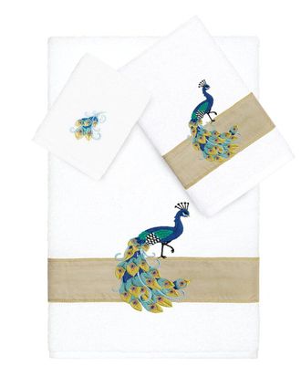 Linum Home Textiles 100% Turkish Cotton Penelope 3Pc Embellished Towel Set