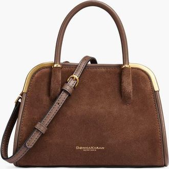 DKNY Satin Suede Mini Satchel in Chocolate at Nordstrom