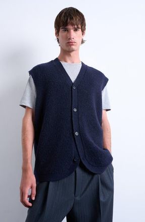Topman Oversize Sweater Vest in Navy at Nordstrom, Size Xx-Large