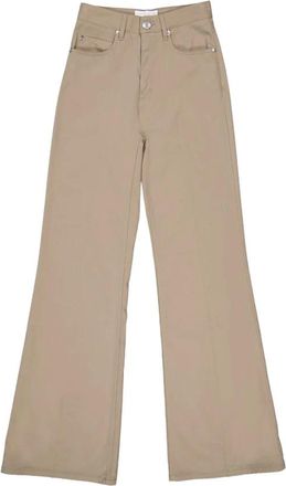 Ami Bruine Flared High-Waist Broek - Dames - Wijde Broeken - Bruin - L - Katoen - Broeken