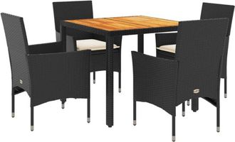 vidaXL Vidaxl - Set De Comedor Jard&iacute;n 5 Pzas Con Cojines Rat&aacute;n Pe Acacia Negro