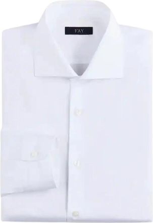Fay Regular Stretch Poplin Shirt - Heren - Zakelijke Overhemden - Wit - 2XL - Katoen - Overhemden