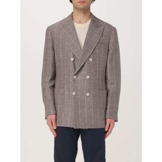 Brunello Cucinelli Bark Linen Wool Double-Breasted Blazer, Brand Size 54 (US Size 44)
