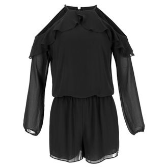 Michael Kors Michael Kors jumpsuit met ruches en open schouders in zwart polyester
