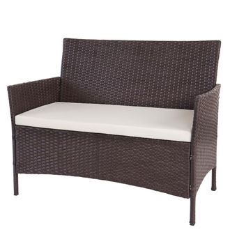 Hhg Banco De Jard&iacute;n De Polirrat&aacute;n Halden, Asiento De Banco, Marr&oacute;n Moteado, Cojines Crema