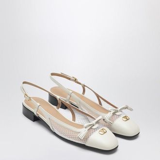 Valentino Garavani Valet Du Roi Slingback Ballerina Ivory