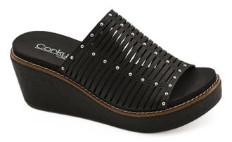Corkys Footwear Womens Much Better Strappy Wedge In Black