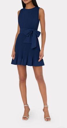 Milly Carreen Pleated Dress In Navy