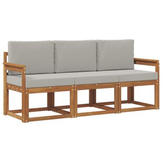 vidaXL Conjunto De Sof&aacute;s De Exterior 3 Pcs Gris Natural Y Claro Vidaxl