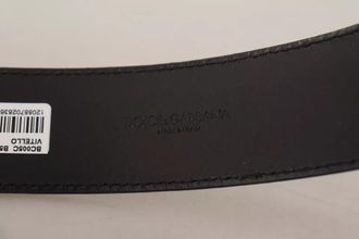Dolce & Gabbana Dark Brown Leather Logo Engraved Metal Buckle Mens Belt (Pre-Owned)