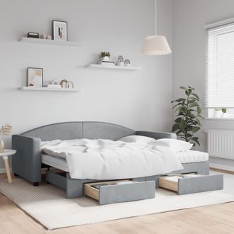 vidaXL Vidaxl - Sof&aacute; Cama Nido Con Cajones Tela Gris Claro 90x190 Cm