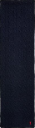 Polo Ralph Lauren Kabel Gebreide Wol-Cashmere Sjaal - Dames - Wintersjaals - Blauw - ONE Size - Wol - Accessoires