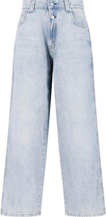 Gimaguas Light Blue Wide-Leg Cotton Denim Jeans