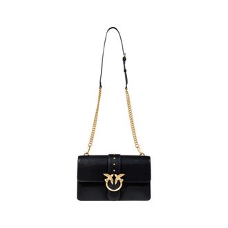 Pinko Shoulder Bags, female, Black, Size: ONE SIZE Black Shoulder Bag with Hook Fastening
