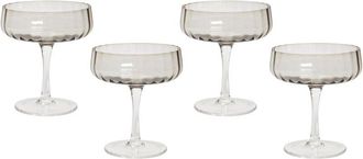 Beliani Beliani - Conjunto De 4 Copas Pompadour De Champ&aacute;n Sopladas A Mano Gris 17 Cl Quartz