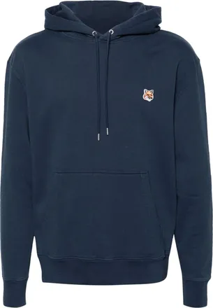 Maison Kitsuné Fox-motif cotton hoodie - men - Cotton - M - Blue