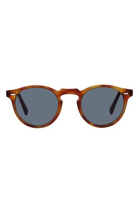 Oliver Peoples Gregory Peck 50mm Round Sunglasses in Semi Matte Lbr /Indigo Photochromic at Nordstrom