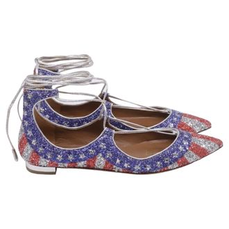 Aquazzura Christy USA Flag Ballet Flats in Multicolor Glitter