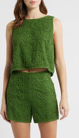 Cleobella Adrienne Floral Guipure Lace Sleeveless Top in Garden Green at Nordstrom, Size X-Small