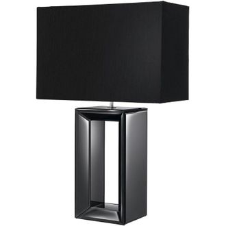 Searchlight Lampada Da Scrivania Contemporaneo Mirror Vetro Nero Tessuto 1 Luce E27