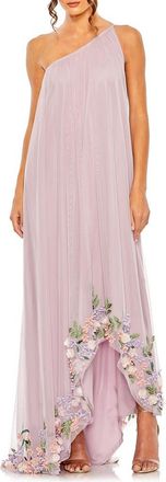Mac Duggal One Shoulder Trapeze Embellished High Low Gown in Orchid Multi at Nordstrom, Size 10